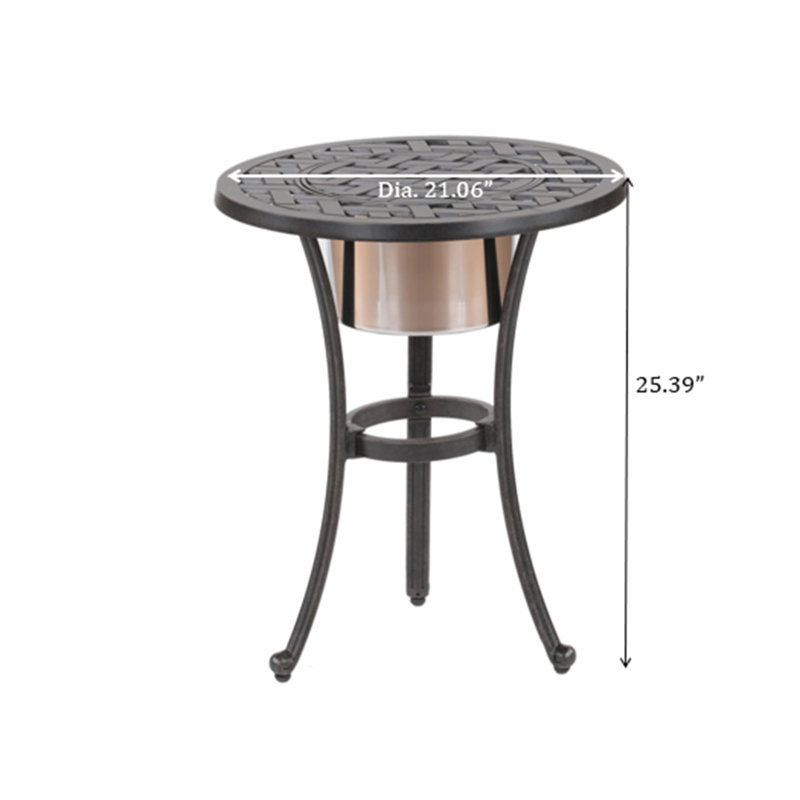 Table de foyer en aluminium moulé au propane, hauteur de conversation