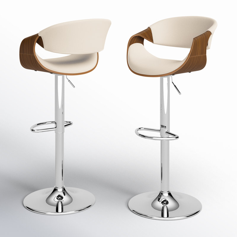 Archaimbaud Swivel Upholstered Adjustable Height Counter Stool with Metal Frame