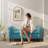 50" Storage Ottoman, Bedroom Bench with Wood Legs , Teal-124533135