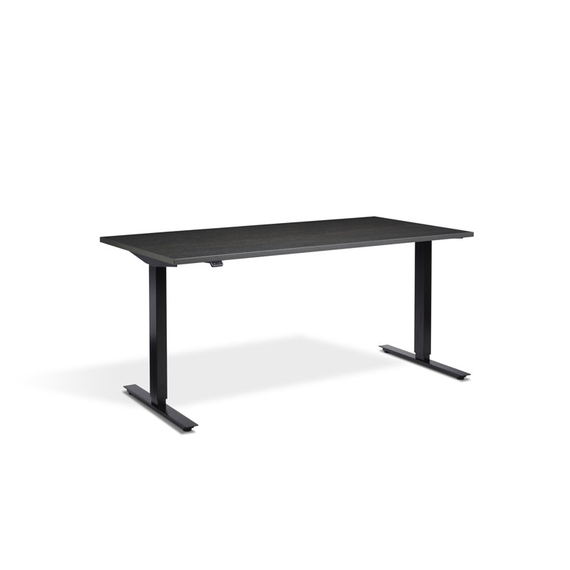 Aarifah Adjustable Height Stainless Steel Standing Desk, 70cm H x 180cm W x 80cm D, Black, Carbon Marine Wood