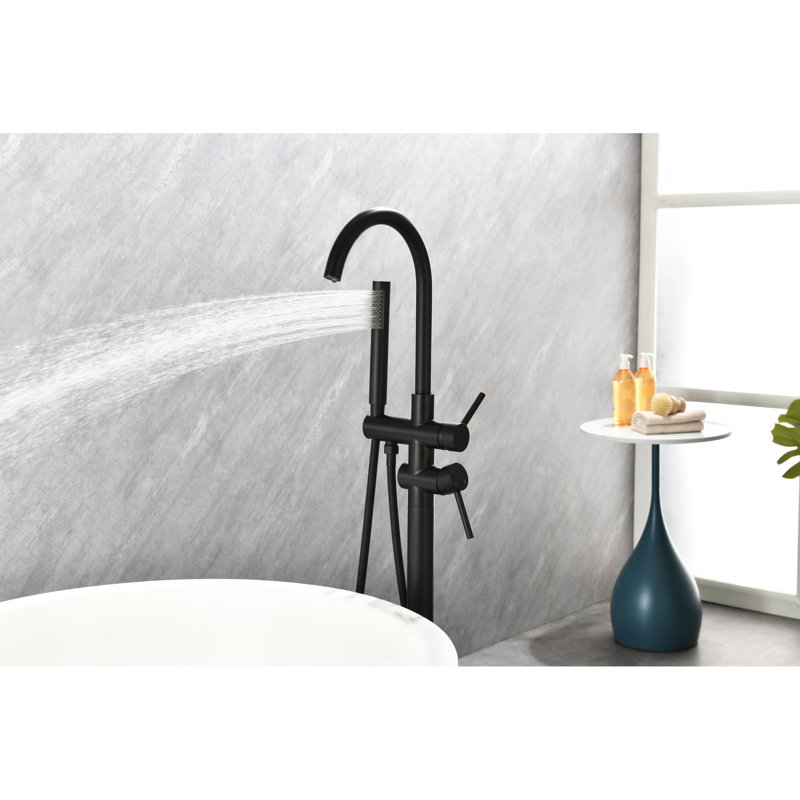 Robinet de baignoire à main avec pivot à 360 degrés et durabilité - fabrication en acier inoxydable noir mat, Noir mat