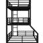 Lit superposé noir complet en métal, équipé d'une structure, de barrières de sécurité de longueur et d'une fabrication silencieuse, pour les chambres d'amis dans les pavillons de chasse, lit triple noir, avec structure robuste, minimisant-118929359-118929358