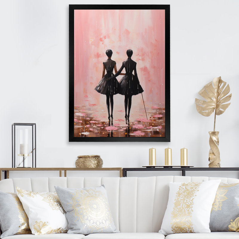Danse de ballet rose III - impression, Cadre simple noir, H 40 po x l 30 po x P 1,5 po
