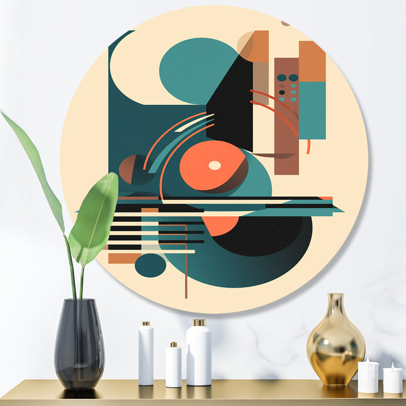 Décoration murale symphonique bleue et orange en métal II, H 23 po x l 23 po x P 1 po
