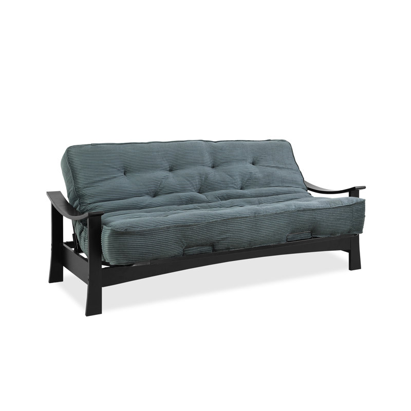 Futon et matelas Mcavoy, Velours côtelé couleur vert forêt