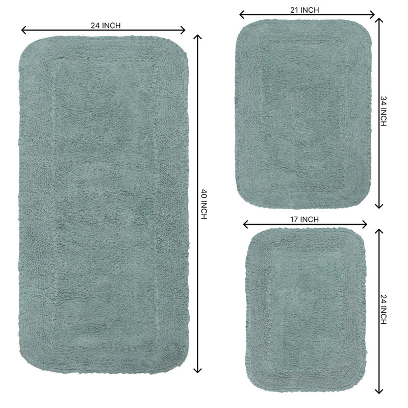 Tapis pour salle de bain 100% coton avec envers en latex Brunton Collection (ensemble de 5), Bleu