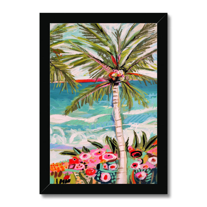 Palm Tree Wimsy II by Karen Fields - Painting, 80cm H x 55cm W, Black Framed Paper Print