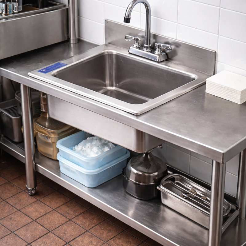Lavabo à main en acier inoxydable commercial Express L 13 po x l 18 po avec robinet inclus KitchQuip Express Certifié NSF
