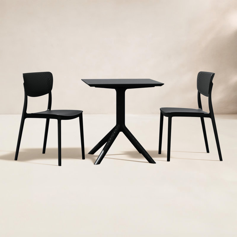 Ensemble de salle à manger 3 pièces Farrah, Noir, H 29,5 po x L 31,5 po x l 31,5 po