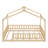 Full Size Wood Bed House Bed Frame With Fence, For Kids, Teens, Natural-22011544-22011549