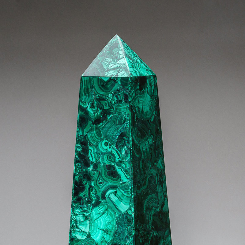 Large Genuine Polished Malachite Obelisk (16.5 Lbs), Green/Black
