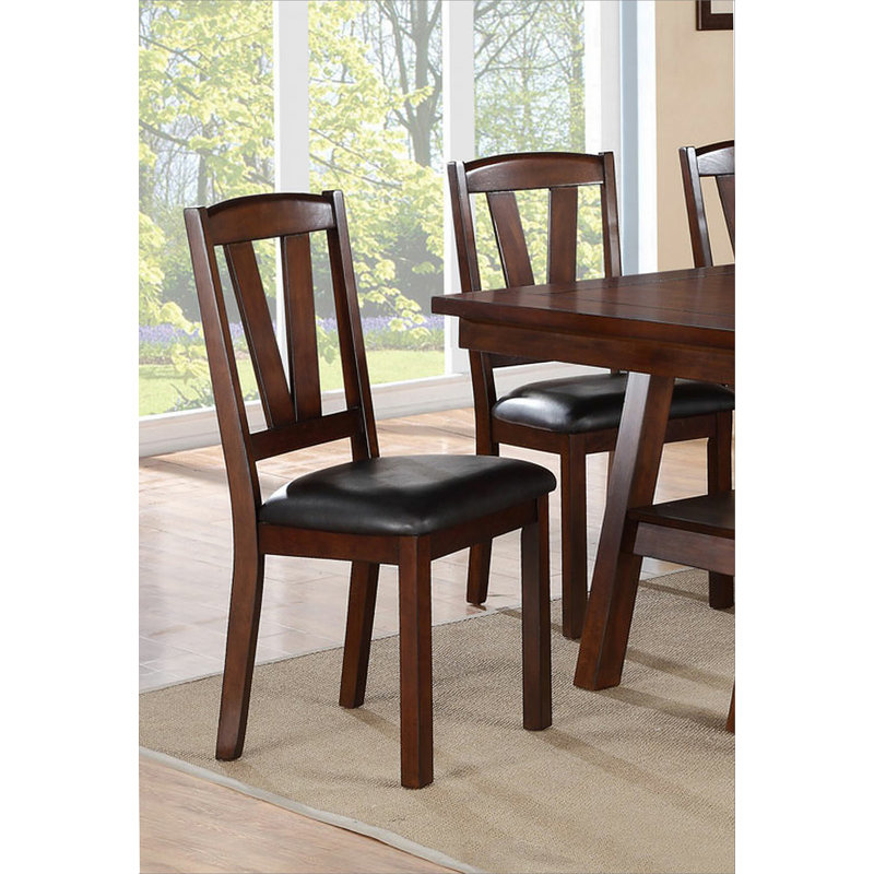 Ensemble de 2 chaises de salle à manger avec dossier en bois de noyer foncé