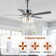 52" Large Chrome Seashell Shade Ceiling Fan w 3 Light