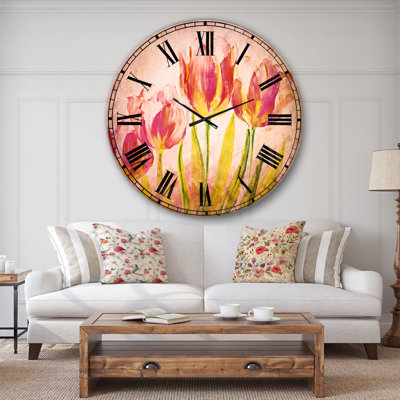 Red Tulips - Horloge murale traditionnelle