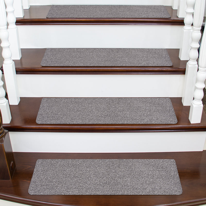 Tapis d'escalier antidérapant Nalesha, Gris, Rectangle 28 po x 9 po, 4