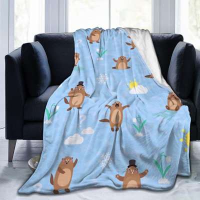 Cute Groundhog Blanket Soft Lightweight Throw Blankets Cozy Flannel Bed Throws for Sofa Couch Travel Home Room Bedroom Decor Gifts for Boys Girls Adults 30"x40"