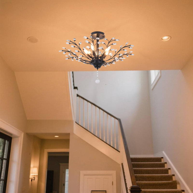 5-head Flower-shaped Crystal Ceiling Lamp