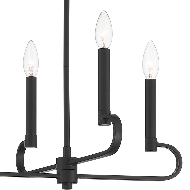 Luminaire suspendu pour îlot de cuisine 6 lumières Madel, Noir mat