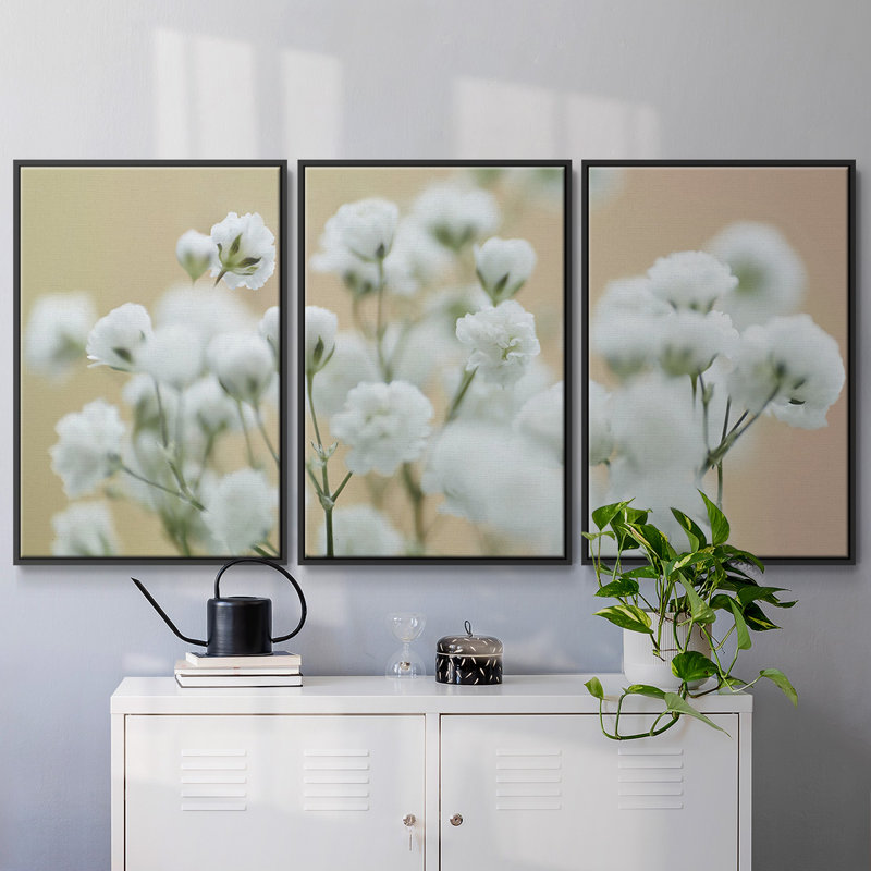 Baby's Breath Study II - Toile encadrée multi-pièces, Noir, H 24 po x l 48 po x P 2 po