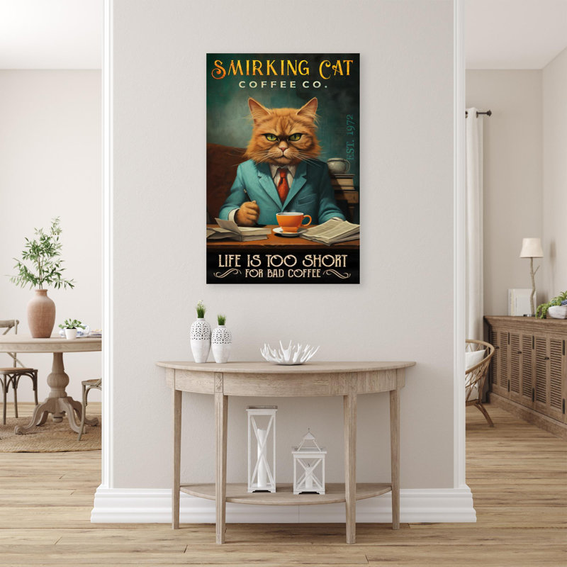 Smirking Cat Coffee Co, H 36 po x l 24 po x P 1,25 po