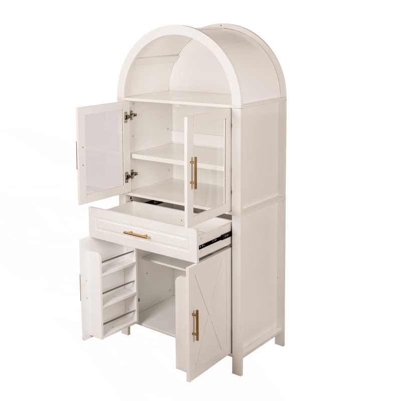 Garde-manger arqué avec porte vitrée, Blanc