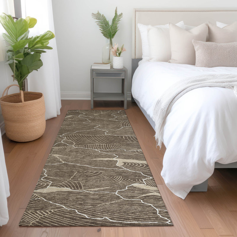 Sahari Brown Washable Indoor-Outdoor Rug - , 2'3" x 7'6"