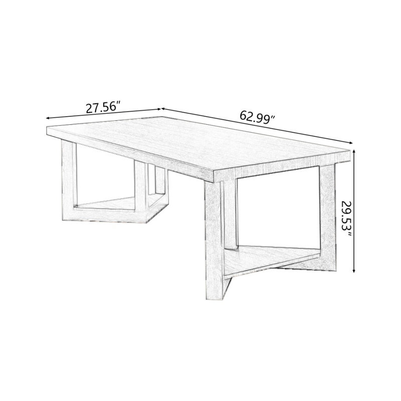 Bureau rectangulaire brun en bois massif, H 29,53 po x l 62,99 po x P 27,56 po