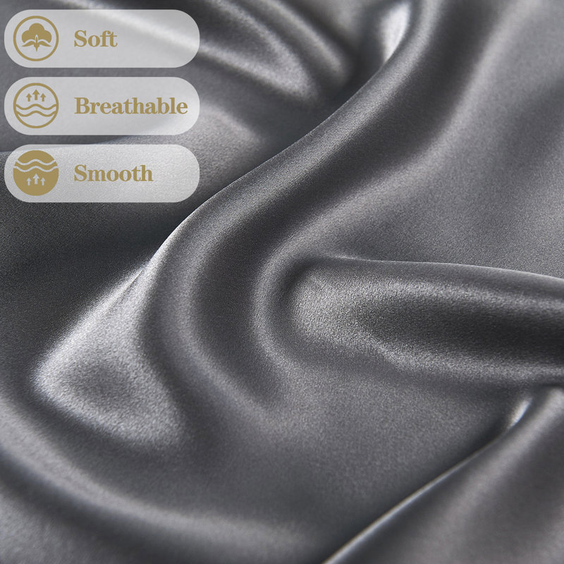 100% Mulberry Silk Pillowcase, Charcoal Gray, King Pillowcase