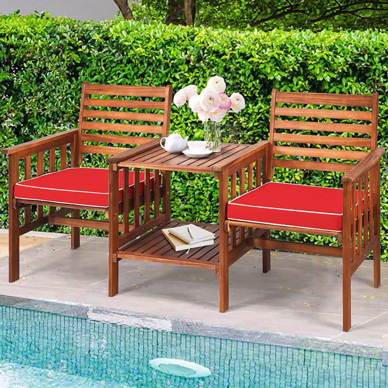 Causeuse en bois d'acacia avec table