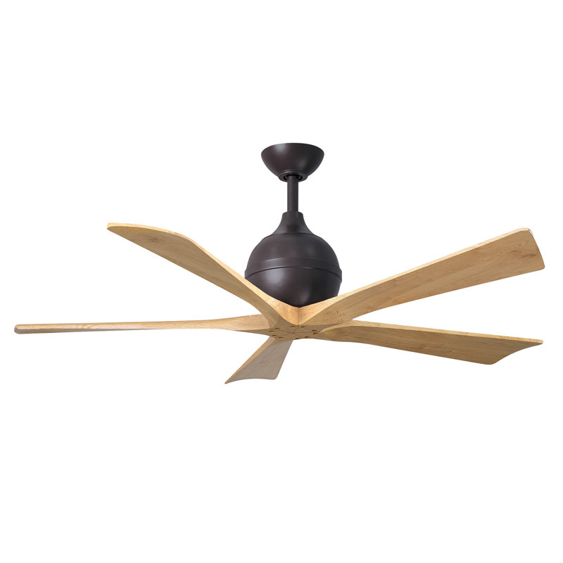 Ventilateur de plafond standard à 5 pales avec télécommande, Bronze texturé, Ton érable clair, 52"
