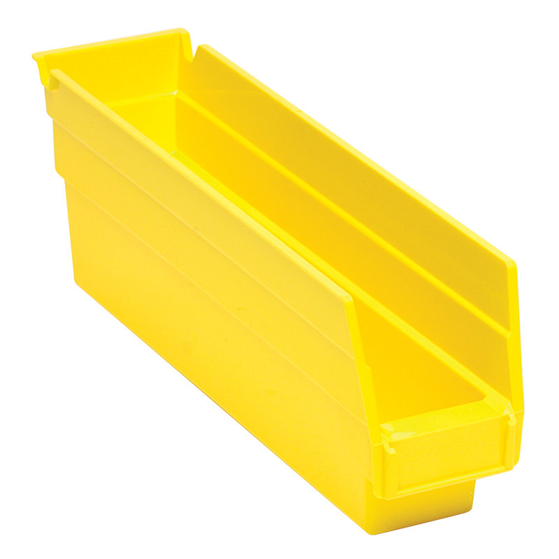 Economy Shelf Bin, nesting, (7) divider slots, rear hanglock, molded-in label holder, polypropylene, case of 36, Black