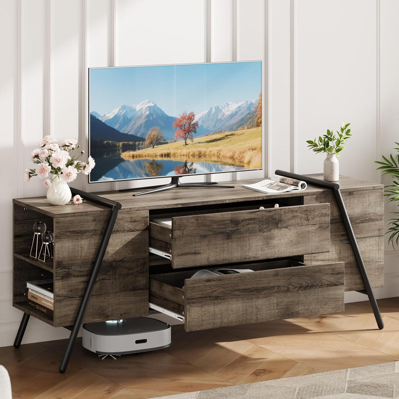 TV Stand for TVs up to 65", 23.05cm H x 55.12cm L x 17.5cm W, Grey Oak