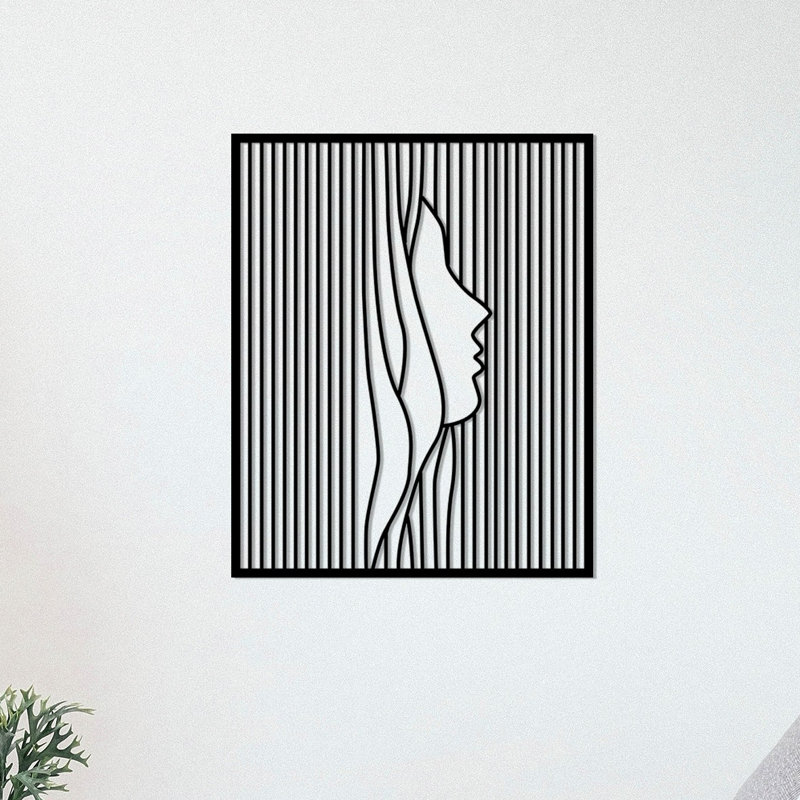 Élégant accessoire mural décoratif en métal, noir, 15,7 po x 19,0 po | 100% métal, épaisseur: 0,06 pouce | Facile à accrocher avec pièce arrière, parfait pour la décoration intérieure et les intérieurs modernes, design durable et élégant