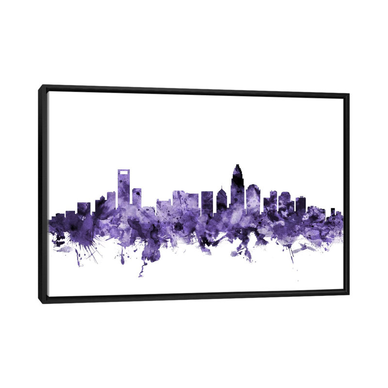 «Charlotte, North Carolina Skyline» par Michael Tompsett, impression sur toile tendue, H 40 po x l 60 po x P 1,5 po