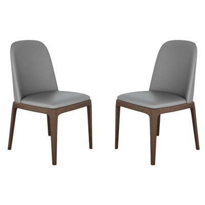 Eric Set Of 2 Dining Chair In Grey Pu-Leather.