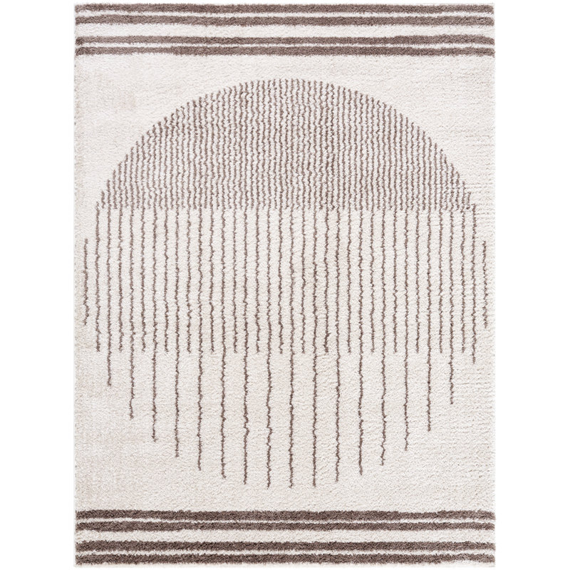 Machine Washable Shaggy Boho Dark Brown Area Rug, Rectangle 160 x 213cm