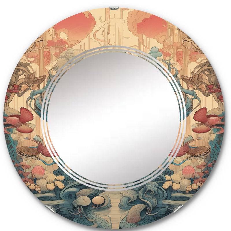 Organza - Miroir mural moderne rond, 24 po x 24 po
