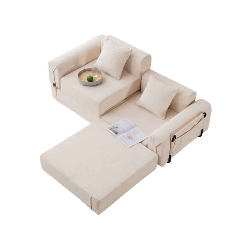 Lit convertible pliable Boneless et canapé-lit modulaire moderne, Beige