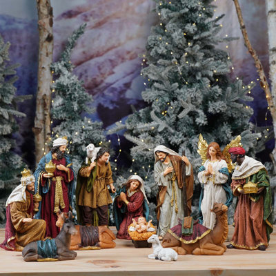 Crèche de Noël décorative de Noël 12 pouces 12 pièces Figurines Jésus