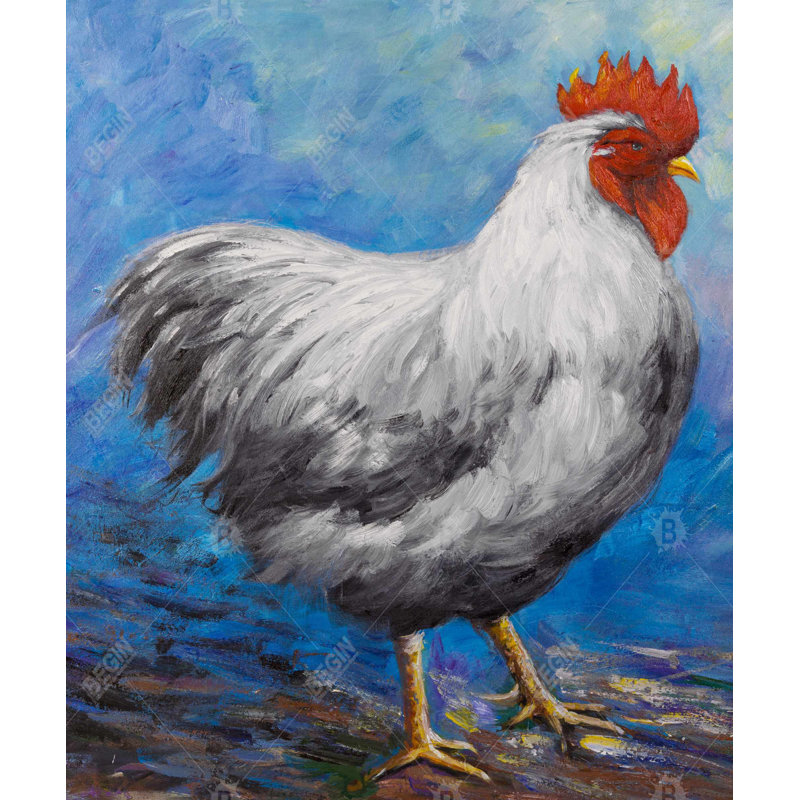 Grey Rooster - Contemporary Canvas Art for Home Decor