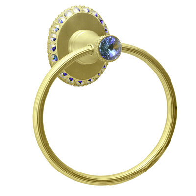 Caché II full swing towel reeded ring right with Swarovski Clear Crystals in Gilded Mercury