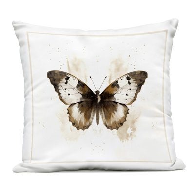 Brown Washed Moth Outdoor Printed Pillow, design by Creative Studio