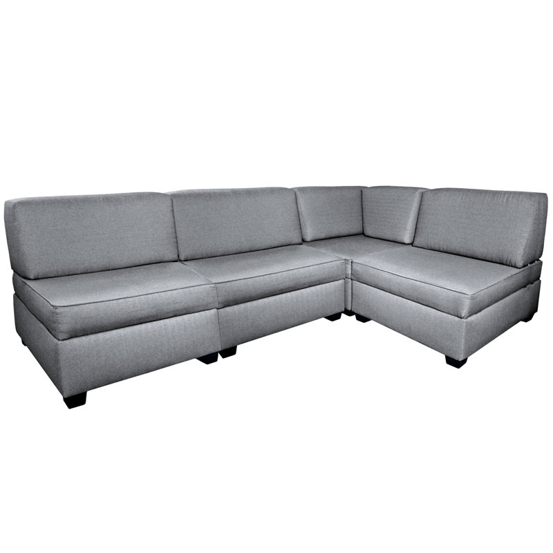 Canapé modulaire réversible de coin avec repose-pieds Anke, Gris clair, H 18 po x l 72 po x P 72 po