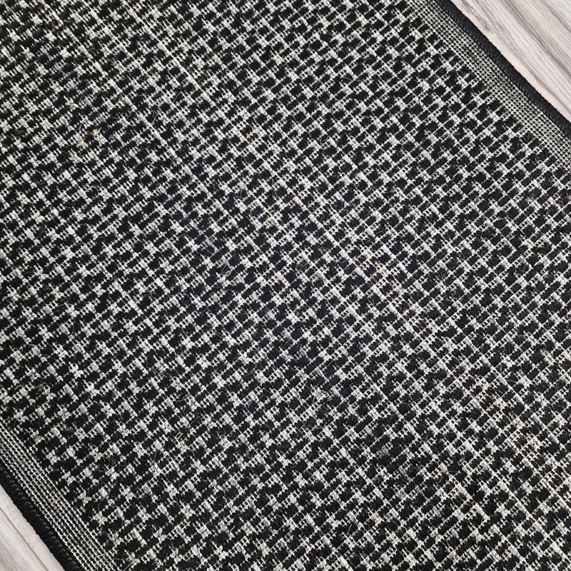Non Slip Plain Solid Rug Flat Weave Kitchen Living Room Carpet, Rectangle 60 x 180 cm, Black