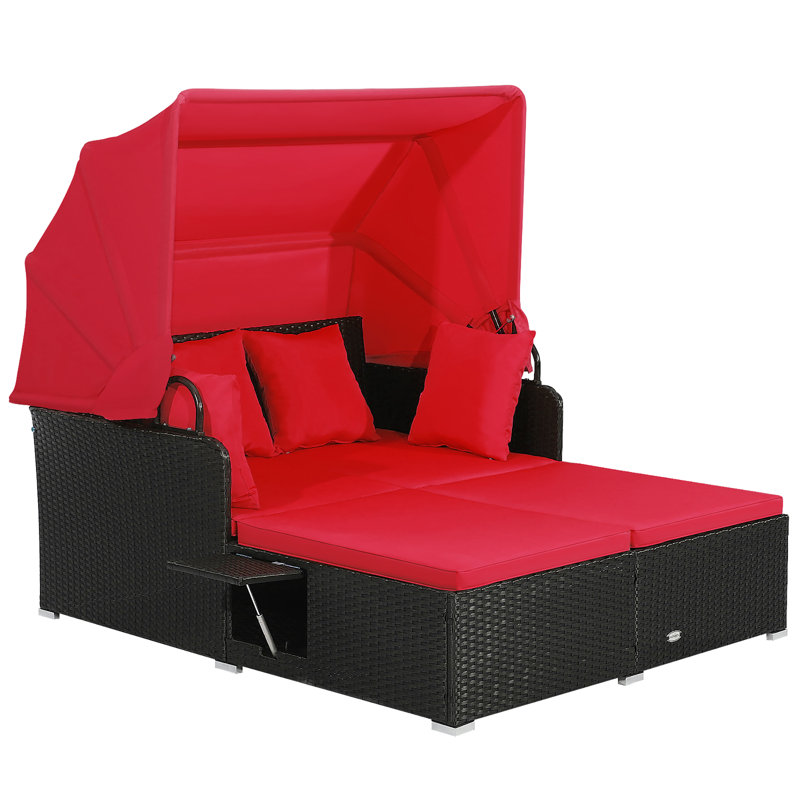 Ardelis Outdoor Chaise Lounge with cushions, Red