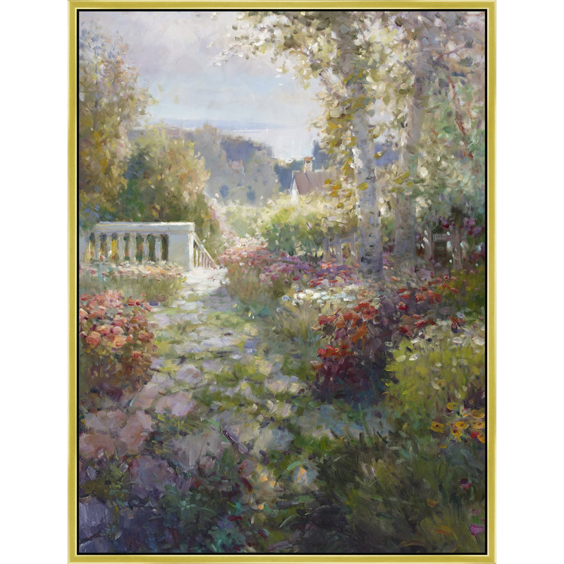 Garden Stairway To Morning Print, Gold, 42" H x 32" W