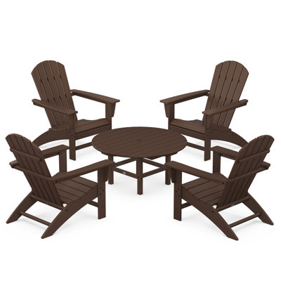 POLYWOOD Nautical 5-Piece Adirondack Chair Conversation Set