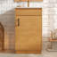 Meuble-lavabo de 20 pouces avec lavabo en céramique, ensemble de meuble-lavabo simple autoportant avec porte à fermeture douce, tablette réglable, style maison de campagne, bois naturel.