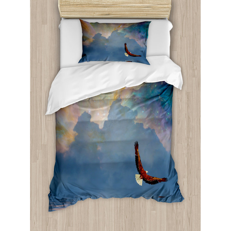Twin Size Majestic Eagle Flying Duvet Cover Set