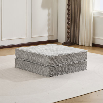 Canapé à compression Mahjong, canapé-lit convertible au sol, canapé modulaire modulaire désossé DIY, aucun assemblage requis, tissu polaire circulaire, 1 repose-pieds, gris clair
